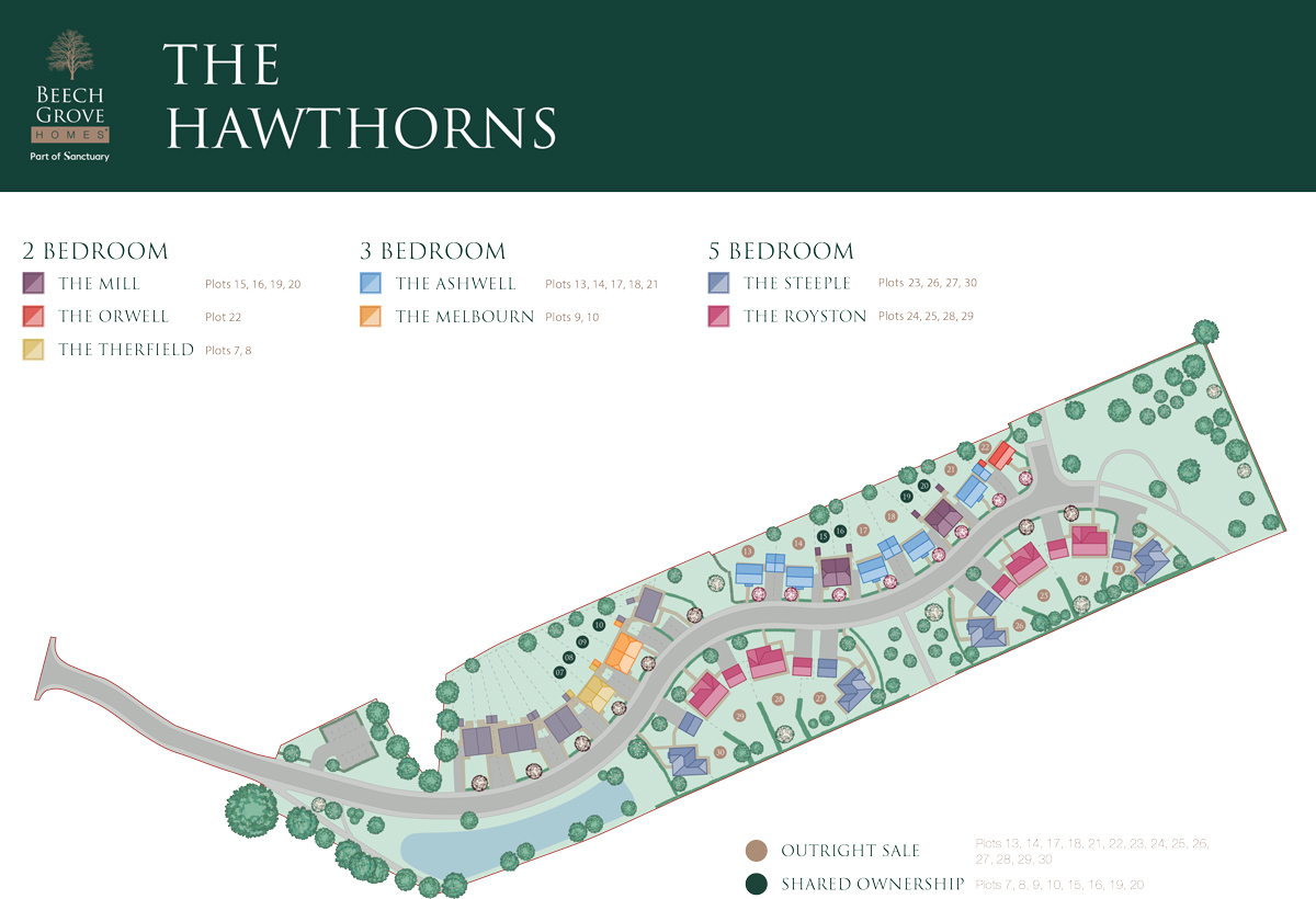 Site Plan of the Beech Grove Homes development The Hawthorns