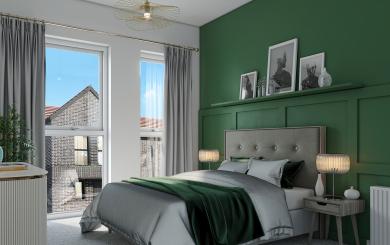 Example interior of a bedroom at the Southfields development