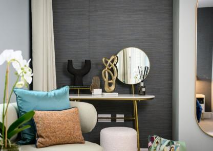 A modern and stylish seating area within a new build home